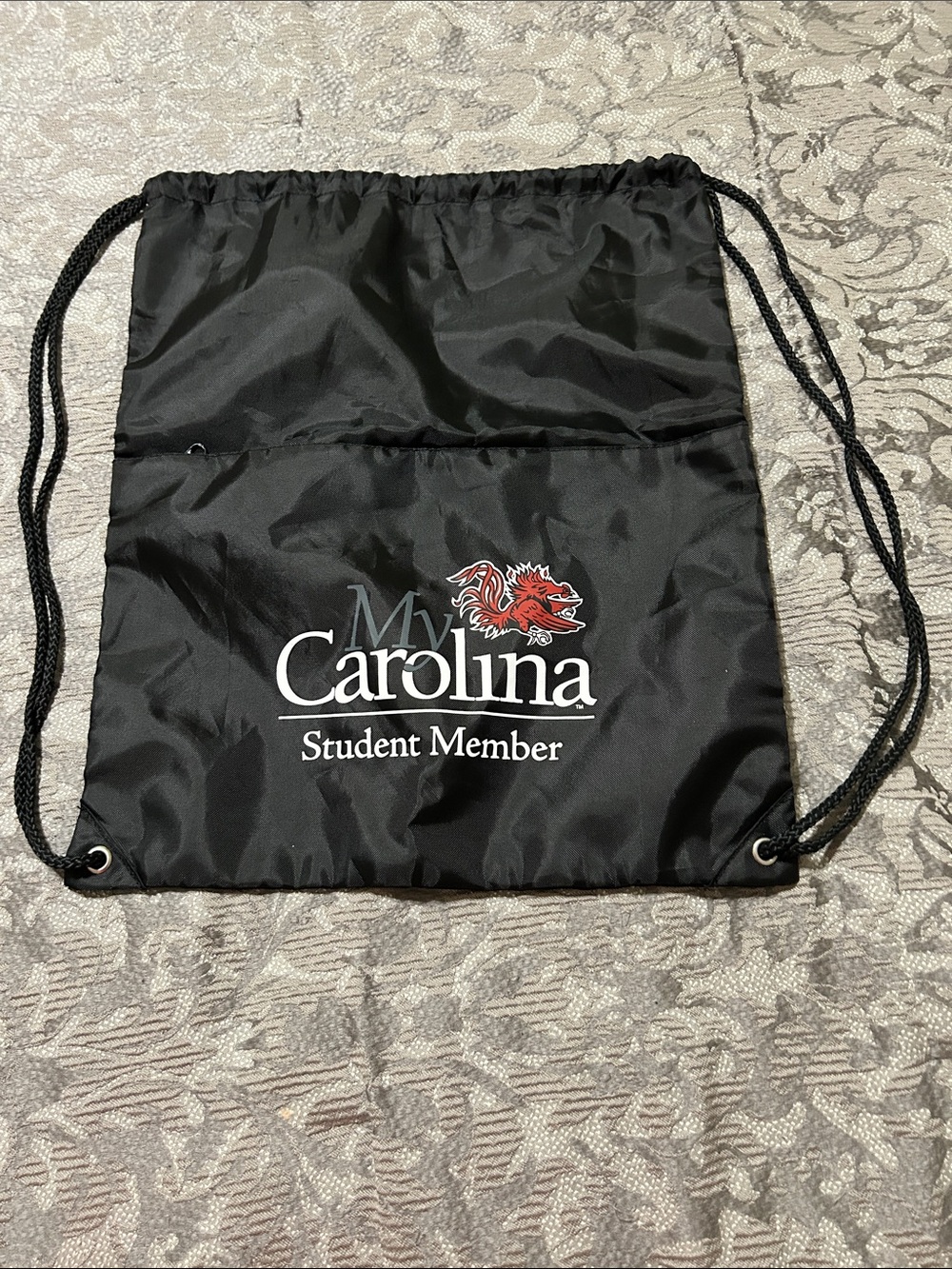 My Carolina Black Drawstring Backpack with Student Member Logo